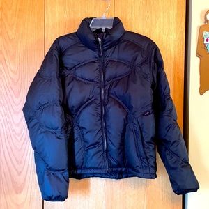 Obermeyer black woven nylon down insulated size 8 ski snowboard coat jacket puff